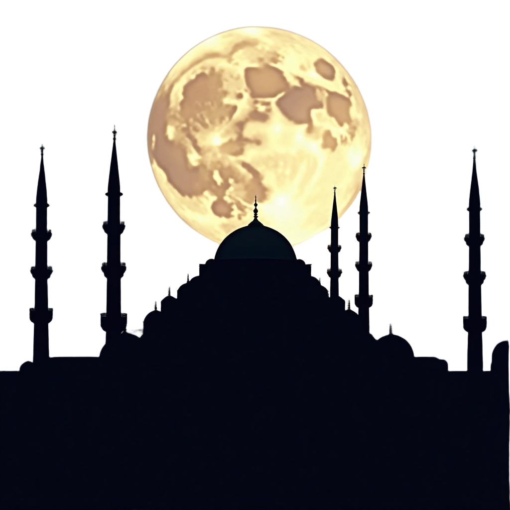 Moonlit Mosque Silhouette